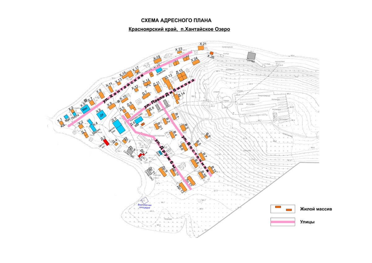 Поселок Хантайское озеро - план-схема