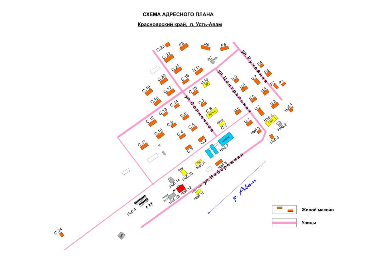 Поселок Усть-Авам - план, схема